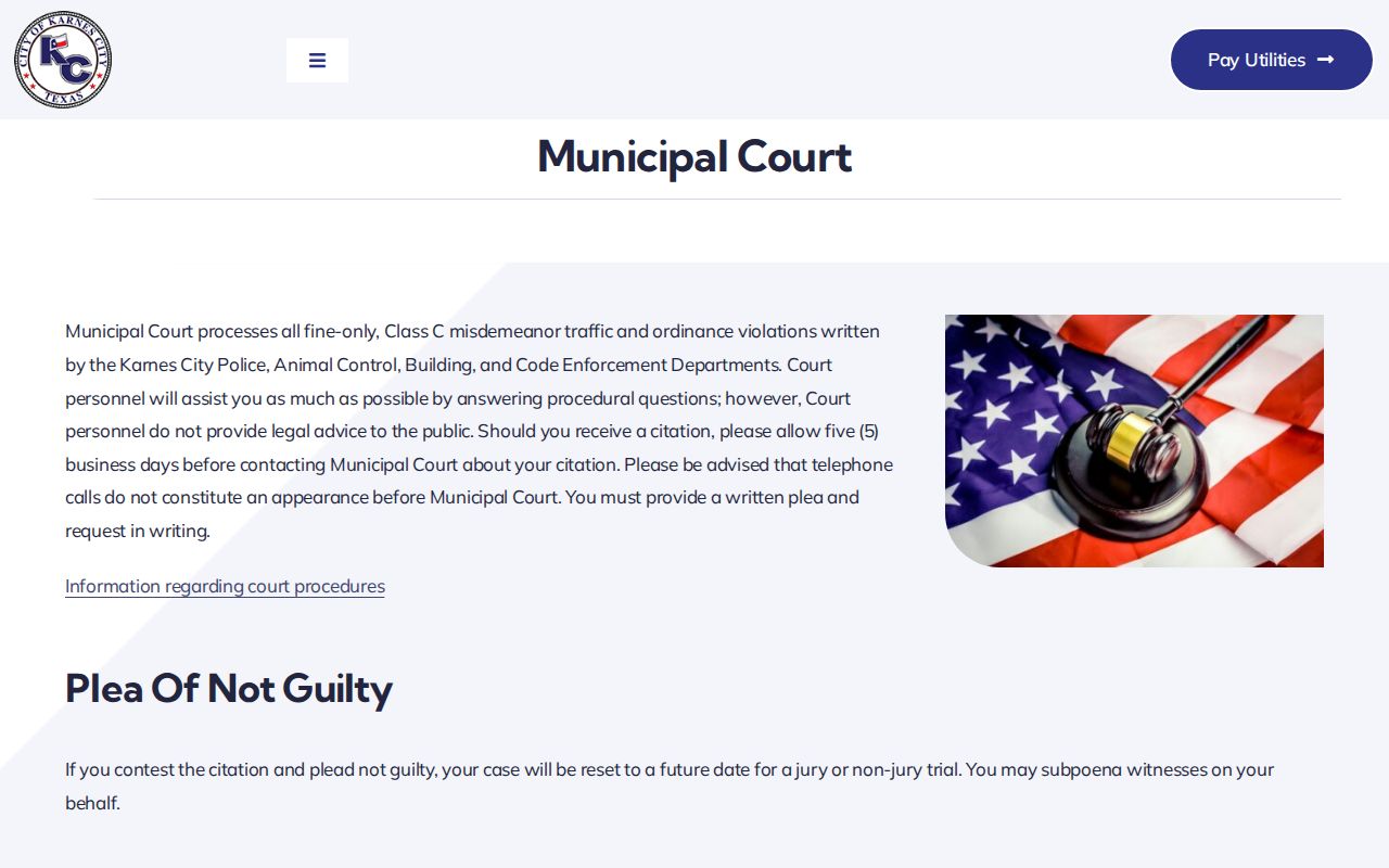 Official Karnes City Municipal Court instructions and contact information